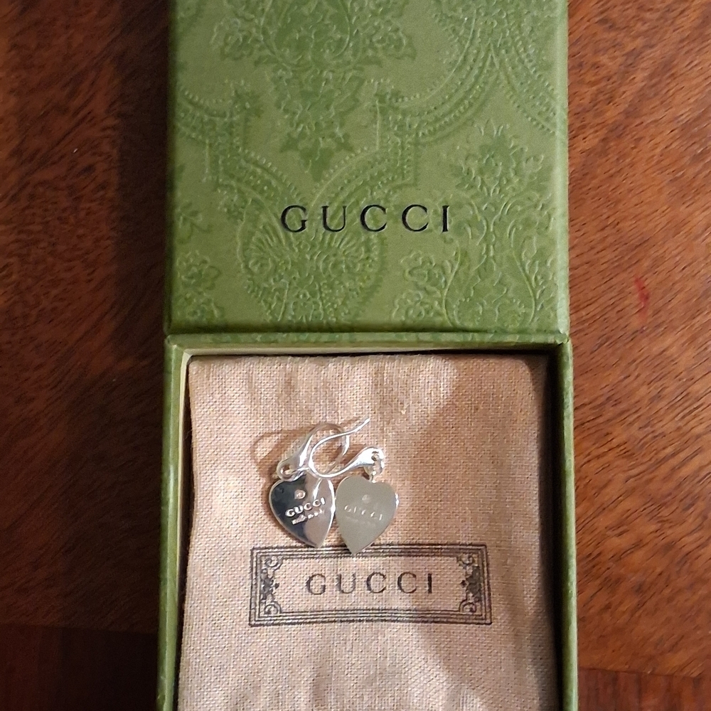 Gucci Silver Heart Drop Earrings - Picture 6 of 7